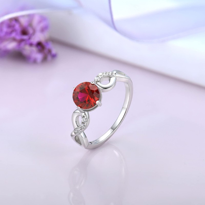 STARCHENIE Infinity Promise Ring for Women 925 Sterling Silver Ruby
