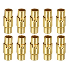 QUARKZMAN Leather Cord End Cap, Pack of 10 4 mm Hole Leather Magnetic Clasps, Cord End Caps Clasps, Leather Cord Buckle for Jewellery Making, DIY Accessories, Crafts, Gold