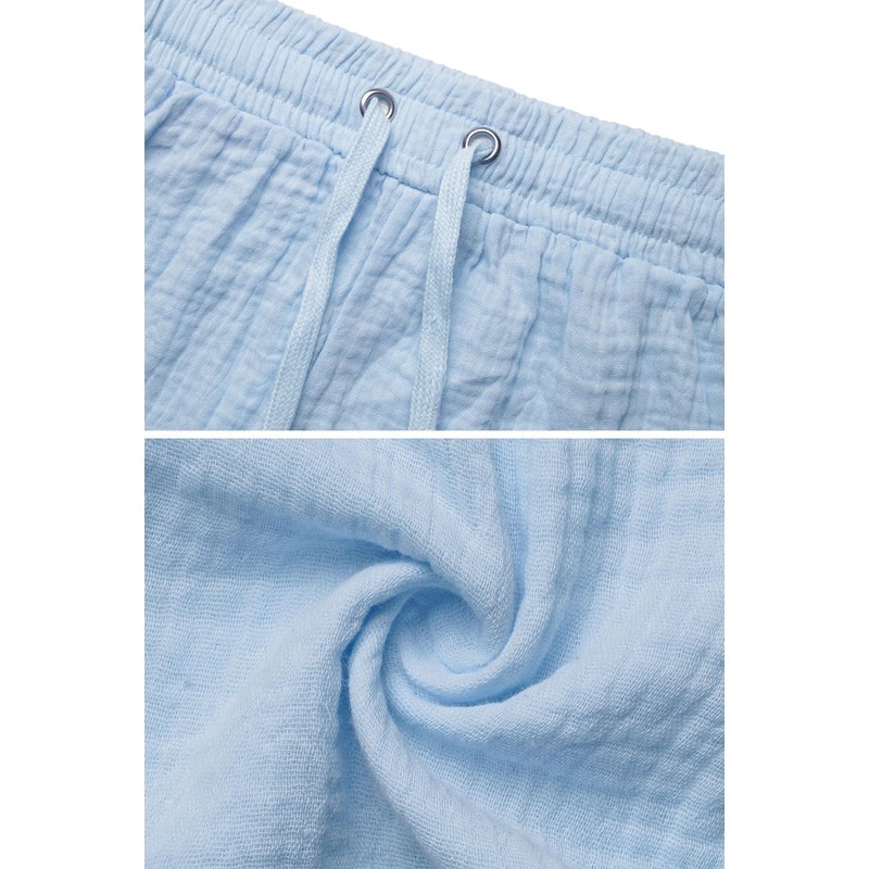 VEVESMUNDO Women's Summer Muslin Blouse Shirt and Shorts 2-Piece Set