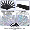 Grevosea Large Folding Hand Rave Fan, 13" Glitter Holographic Rave