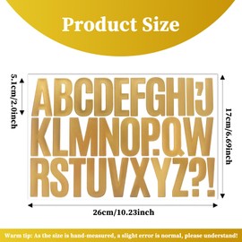 2 INCH Letter Number Stickers, Gold Alphabet Stickers for Water Bottle, Invitation Cards, Party Banners, Note Book, 6 Sheets Gold Stamping Sticker Set