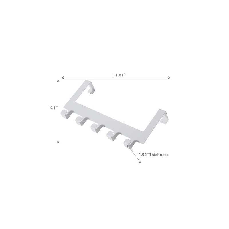 Metal Powder Coated Over The Door 5 Hooks White, Hooks,