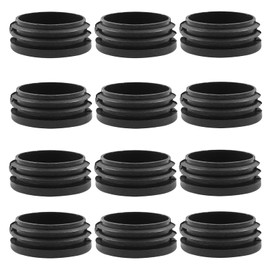 Bonsicoky 12 Pack 1-3/4 Inch (45mm) Round Plastic Hole Plugs, Black Pipe Tubing End Cap for Round Metal Tube