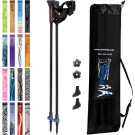 Official Nordic Walking Poles - True Classic Nordic Glove Grips, Lightweight, Adjustable, and Collapsible -2 Pieces w/flip Locks, Detachable Feet and Travel Bag by York Nordic - Heights 5'4"-6'2"