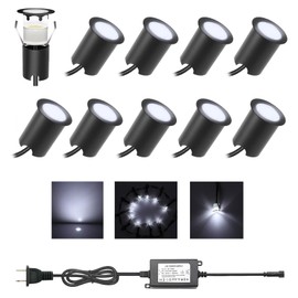 YZGWZLD Recessed LED Deck Lights Kits with Protecting Shell,10Pack Φ1.18 IP67 Waterproof 12V Low Voltage Embedded Step Stair Cool White Outdoor Landscape LED Lighting for Yard,Garden,Floor,Entryways
