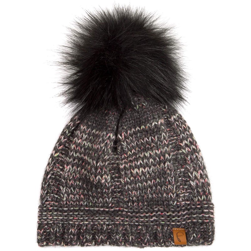 Faera Winter Hat Coloured Yarn Lined with Faux Fur Bobble