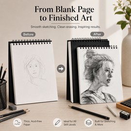 30-Sheet Spiral Sketchbook for Drawing – Thick Paper Art Pad in Multiple Sizes for School, Studio and Travel