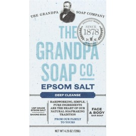 Grandpa's Epsom Salt Bar Soap by The Soap Company | Natural Face & Body Soap | Epsom Salt + Baking Soda | Deep Cleanse | Paraben Free Bar Soap | Unisex | 4.25 Oz.
