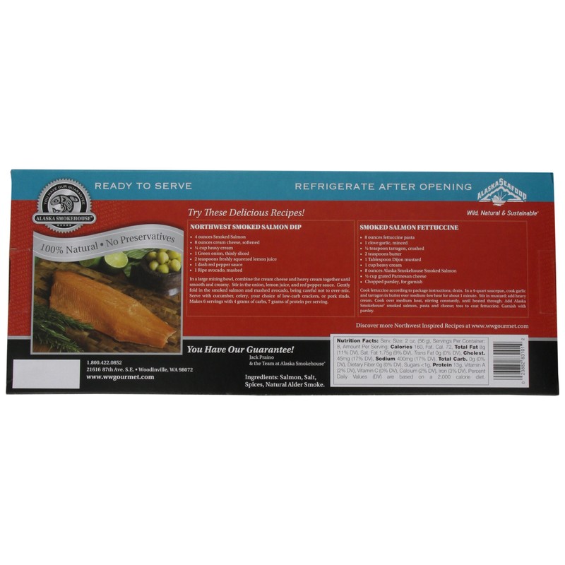 Alaska Smokehouse Smoked Sockeye Fillet in Gift Box, 16-Ounce