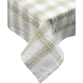 Seersucker Check 100% Cotton Pack of 4 Traditional Napkins 18” x 18” Garden Picnic Linen (Natural)