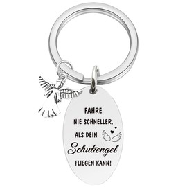 Tecreo Drive Safe Keyring Driving Never Faster Than Your Guardian Angel Can Fly! Keyring Driver Birthday Gifts for Him Boyfriend Husband Son Gifts, black