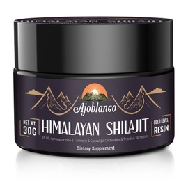 Ajoblanco 600mg Pure Himalayan Organic Shilajit Resin - Himalayan Shilajit Resin with Organic Ayurvedic Blend in High Potency for Energy, Strength & Immunity, Pack of 1