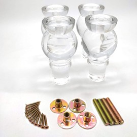 Susenya Acrylic Lucite Furniture Legs for Sofa, Cabinet Risers Feet 5.12" Furniture Foot Gourd Shape Legs for Furniture Legs with 5/16 Hanger Bolt & T-Nut Modern Table Legs,4-Pack