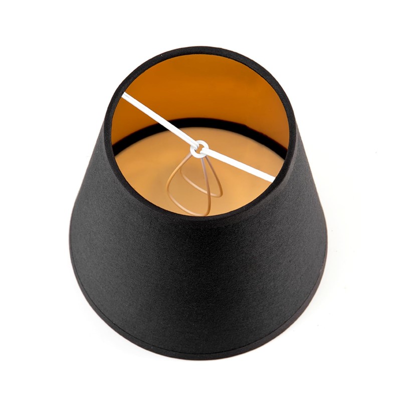 Black Chandelier Shade with Gold Lining Hardback, 3" Top x