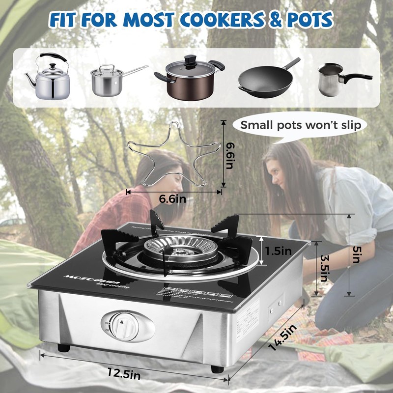 Single Burner Propane Stove 15000 BTU, Portable Gas Propane Stove