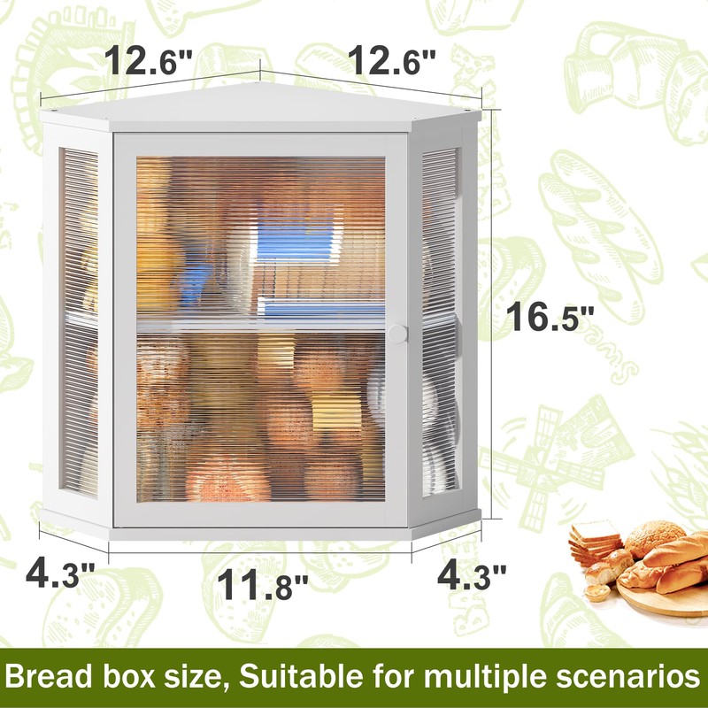 BMOSU Corner Bread Box for Kitchen Countertop Double Layer Bamboo
