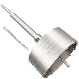 5" Concrete Hole Saw, 125mm Tungsten Steel Core Bit for Cinder Block, Brick, Rock, Plank Walls for Pipes or Mini Split Lines, with SDS Plus Shank and 2 Center Positioning Drill Bits.