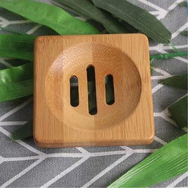Foree Set of 6 Bamboo Soap Dishes, Wooden Handmade Soap Box, Soap Box Made of Natural Bamboo, Suitable for Bathroom, Storage of Soap (Brown)