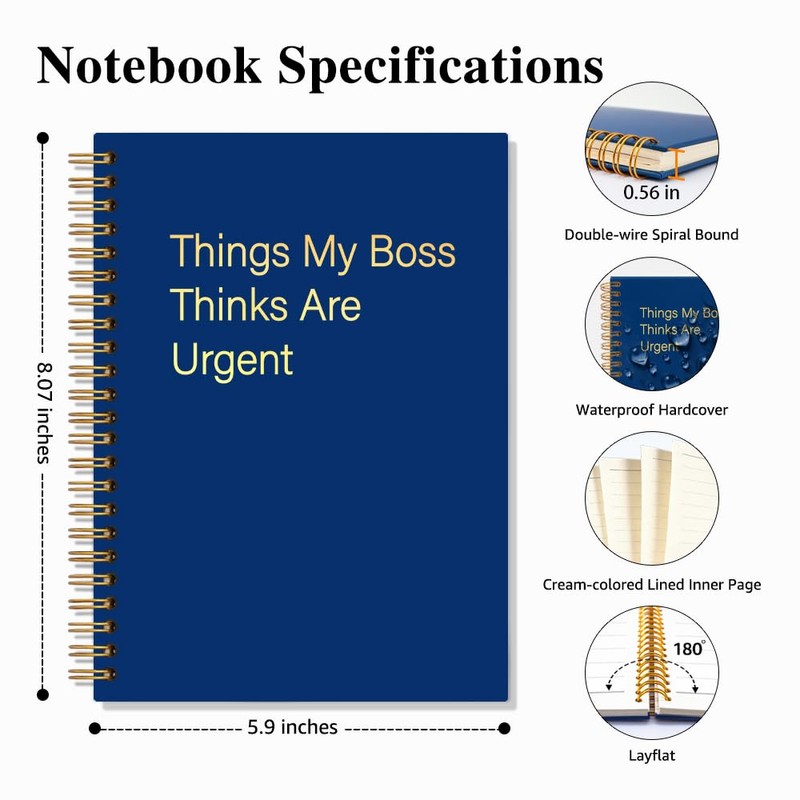 JMYROG Things My Boss Thinks are Urgent Spiral Notebook, Humor