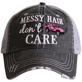 KATYDID Messy Hair Don't Care Baseball Hats Cap - Trucker Hat for Women - Stylish Cute Sun Hat - Pink