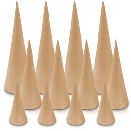 Paper Mache Craft Cones Variety Pack- 3 Sizes- 10.63 x 4 Inch, 7 X 3 Inch, 4 x 2 Inch- Set of 12