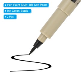 PATIKIL Micro Pen Fineliner Pens, 2Pcs BR Soft Point Drawing Pens Waterproof for Archival Artist Calligraphy Illustration Journaling Sketch, Black