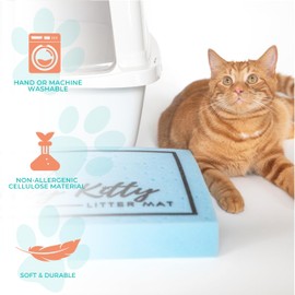 The Pretty Kitty Litter Mat Non Slip Scatter Control Cat Litter Absorbent Carpet Made with Non-allergenic Cellulose Material Soft on Paws Cat Litter Catcher Mat for Floor Machine-washable Pink