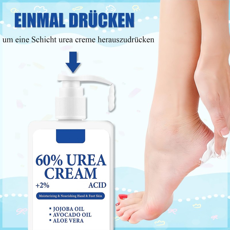 Virellay Urea Cream 60 Percent Foot Cream for Dry, Cracked