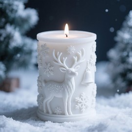 Christmas Deer Snowflake Santa Cylinder Candle & Resin Mold - Resin Casting Silicone Molds for Home Decor & Candle Making Wave Spiral Mold