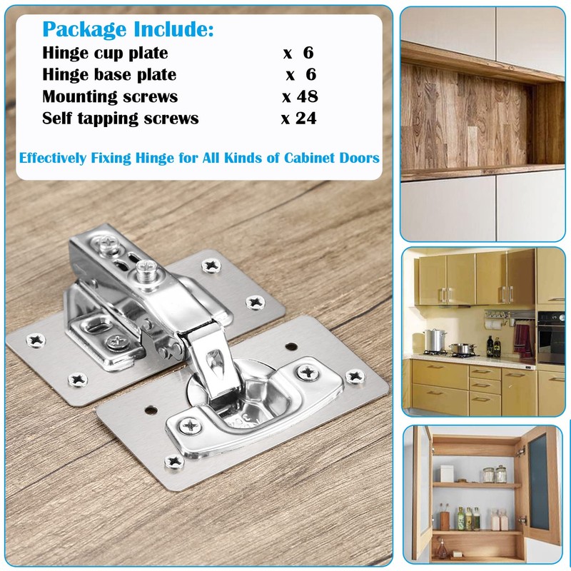 12-Pack Stainless Steel Cabinet Hinge Repair Kit - Door Hinge