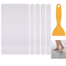 48Pcs Set of Anti-Skid Shower Sticker, Safety Bathroom Anti-Skid Strip, Bathtub Anti-Skid Strip, Bathroom, Stairs, Floor Anti-Skid Strip, with Installation Scraper (Shape I)
