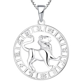 YL Leo Constellation Necklace Sterling Silver Zodiac Jewelry Astrology Coin Horoscope Pendant for Women