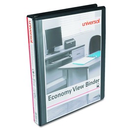 Universal 20961CT Economy Round Ring View Binder, 1" Capacity, Black (Case of 12)