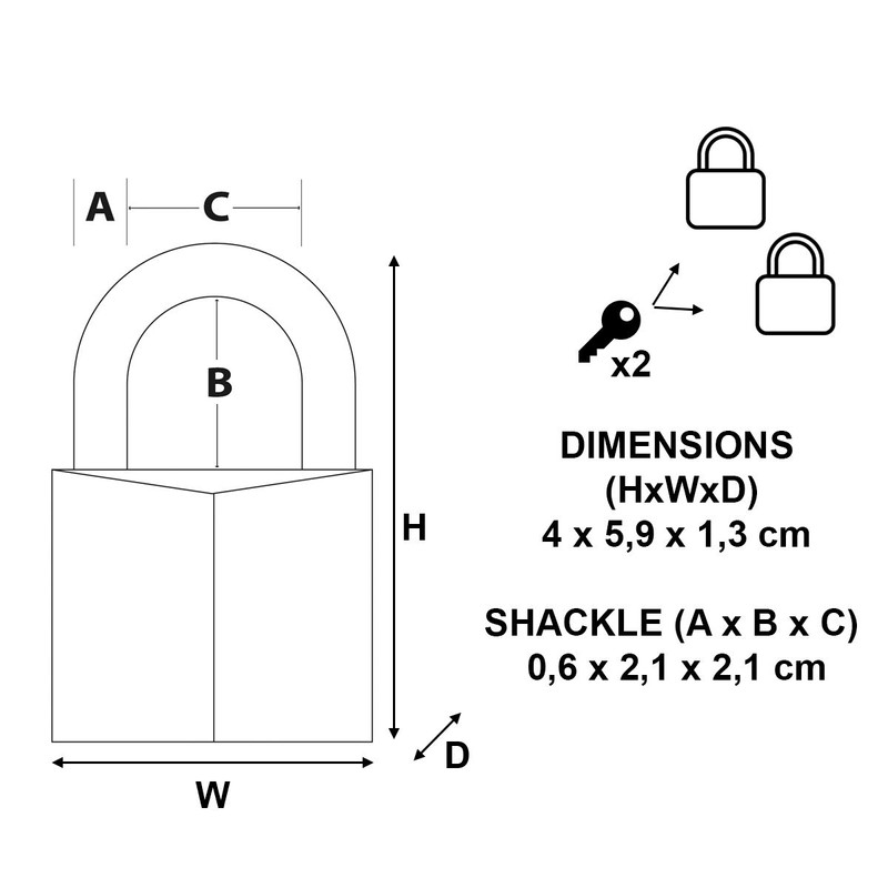 Master Lock 9140EURDBLK Pack of 2 Key Padlocks in Aluminium