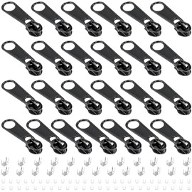 25Pcs Black Zipper Repair Kit Zippers Replacement 3# Zipper Pull Rescue Kit for Clothing Jackets Purses Luggage Backpacks
