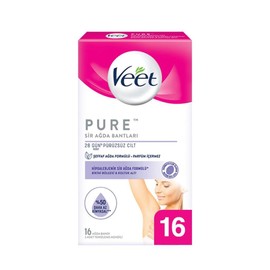 Veet Pure Hipoalerjenik Bikini Bölgesi & Koltuk Altı için Parfümsüz Sir Ağda Bandı (1 x 16 Adet)