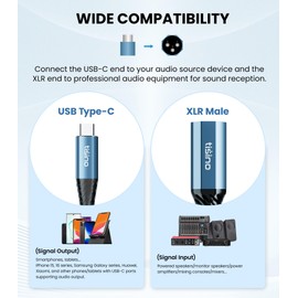 Tisino Male XLR to USB C Audio Output Cable, 32bit/384kHz, 3.3 FT/1m