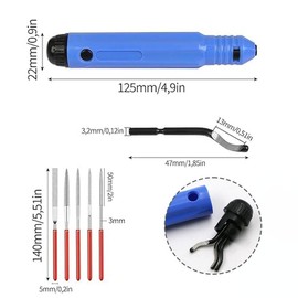 360° Deburring Tool, Deburring Tool, Universal Hand Deburring Tool with 10 Replacement Blades and 5 Diamond Files, for 3D Printing, Aluminium Copper Plastic Burr