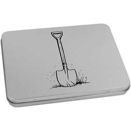 Azeeda 170mm 'Gardening Shovel' Metal Hinged Tin/Storage Box (TT00247871)
