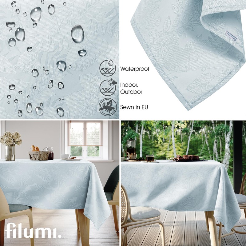 Filumi Eris Tablecloth 140 x 260 cm Silver Washable for