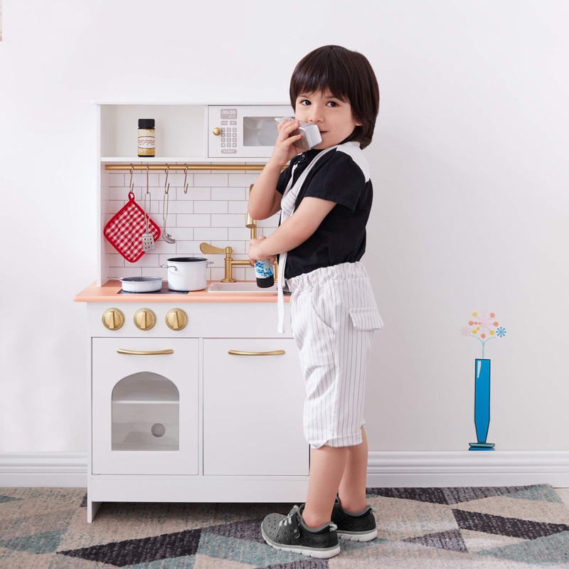Teamson Kids Little Chef Boston Compact Farmhouse Interactive Wooden Play