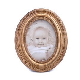 SIKOO Vintage Picture Frames 2.5x3.5 Oval Picture Frame Wallet Size Picture Frames Small Picture Frame Antique Mini Picture Frames Photo Gallery Wall Mount and Tabletop Easel,Bronze Gold