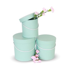 UNIKPACKAGING Premium Quality Round Flower Box, Gift Boxes for Luxury Flower and Gift Arrangements, Set of 3 pcs (Tiffany)