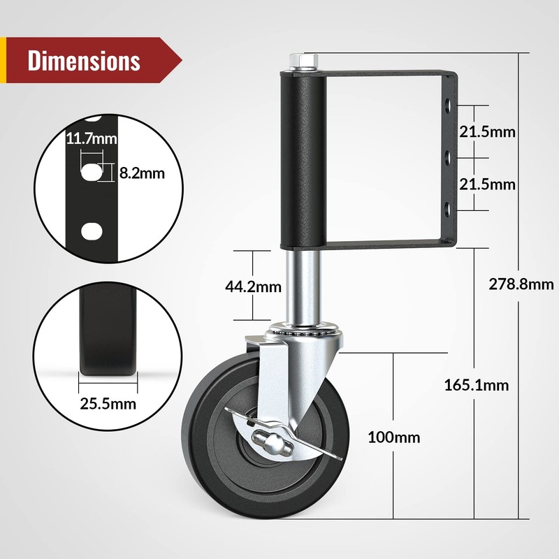 HOLKIE Heavy Duty Gate Caster, Spring Loaded Gate Wheel, Swivel