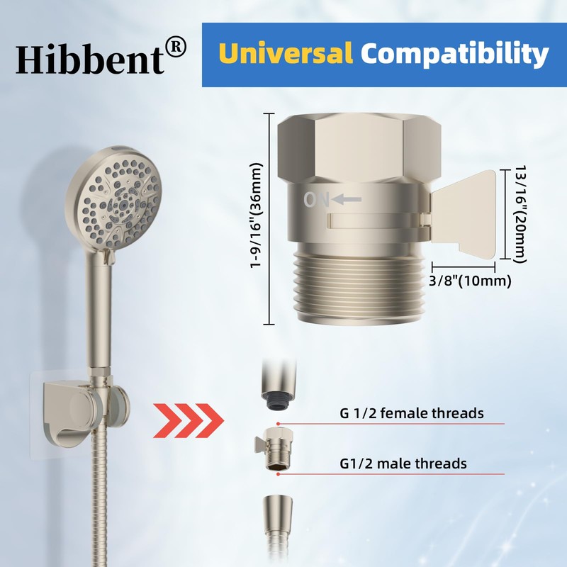Hibbent All Metal 2 Pack Shower Head Flow Control Valve,