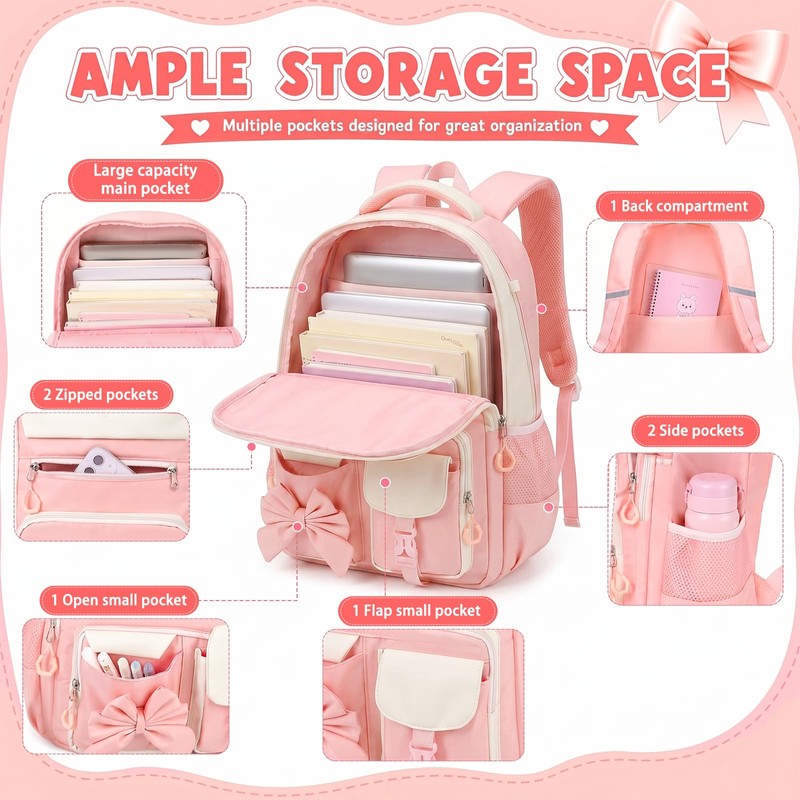 GOKTOW Backpack for Girls 3PCS Kids Backpack for School with