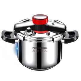 6.3 Quart Stainless Steel Pressure Cooker with Food-Grade Body, Rotating Lock, Induction Compatible Stove Top Pressure Cooker with Pressure Indicator