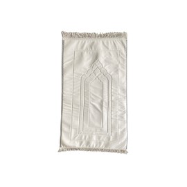 Cushion Padded Muslim Islamic Prayer Mat Namaz Rug (120cm x 80cm) Prayer Mat,Cushioned Thick Namaz Padded Rug (E-White)