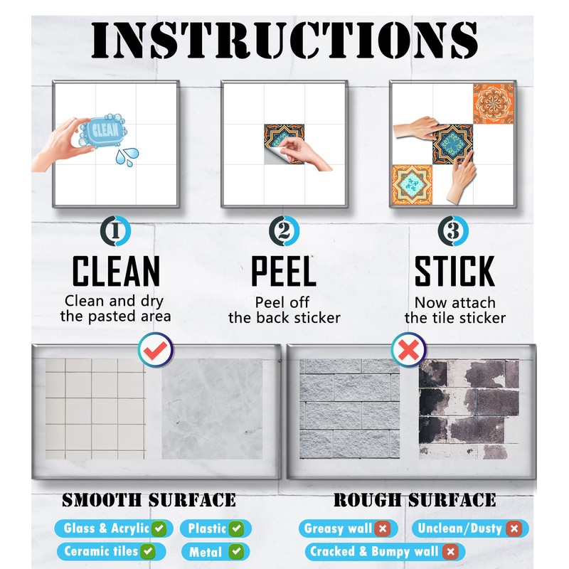 Cendray Pack of 20 Tile Stickers Wall Decoration for Bathroom