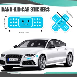 QZTYTY Car Bandaid Sticker, Bumper Stickers for Cars, Funny Cute Auto Cartoon Bandage Stickers with 2 Shapes, Car Accessories Decorative Band-Aid Sticker Universal for Vehicle Truck (Blue)